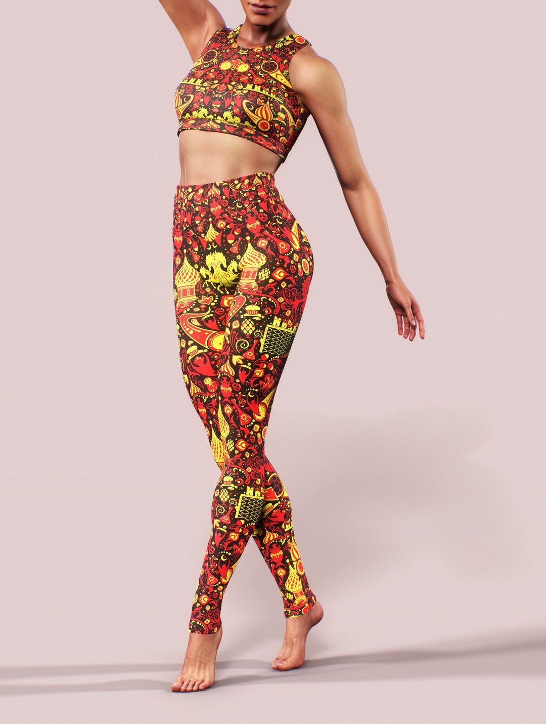 Russian Traditional Elements Sports Bra Russia Khokhloma Motif Clothing ...