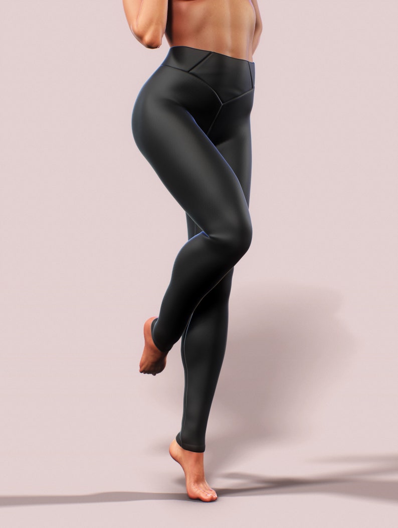 Plain Black Shaping Leggings Lycra Booty Sculpting Slim Fit | Etsy