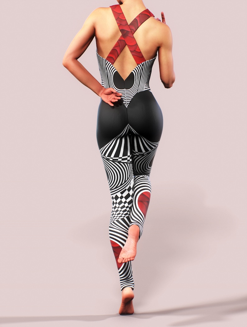 Op Art Clothing Optical Illusion Bodysuit Exercise Jumpsuit Etsy