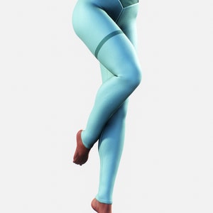 Legging gainant bleu clair Butin sculptant des vêtements élastiques Gym femmes vert Sportswear Fitness Activewear grande taille pantalon de yoga fait main image 5