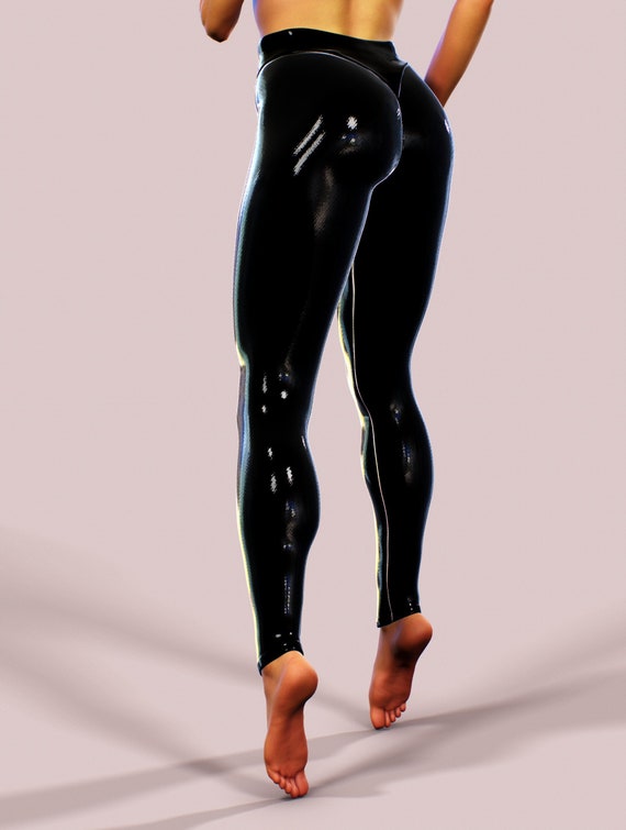 Latex Look Rubber Leggings BDSM Women Clothing Black Wet Look Shiny Yoga  Pants Street Wear Extravagant Shaping PVC Tights Vinyl Plus Size -   Canada