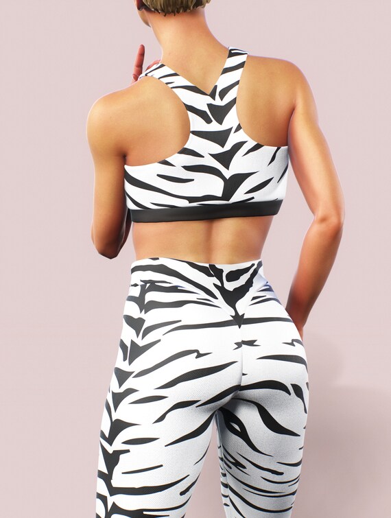 Tiger Albino Stripes Sports Bra Big Cat Pattern Women Racerback Sportswear  Animal Print Clothing Gym Double Wear Tank Top Zebra Supportive -   Canada