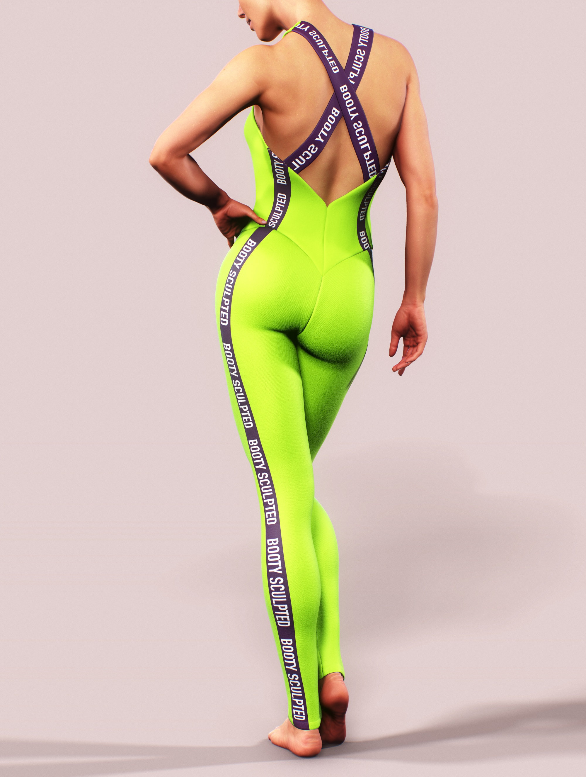 Booty Sculpted Unitard Workout Catsuit Gym Bodysuit Sports Women Romper  Stretching Fitness Jumpsuit Purple Amaranth Neon Green Pink 