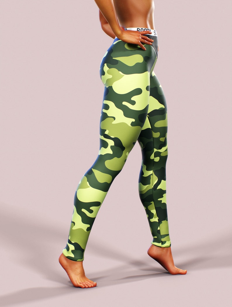 Camo Leggings Band High Waisted Military Green Yoga Pants Pilates Sportswear Woman Street Clothing Gym Apparel Workout Gym Wear Sport Ladies image 3