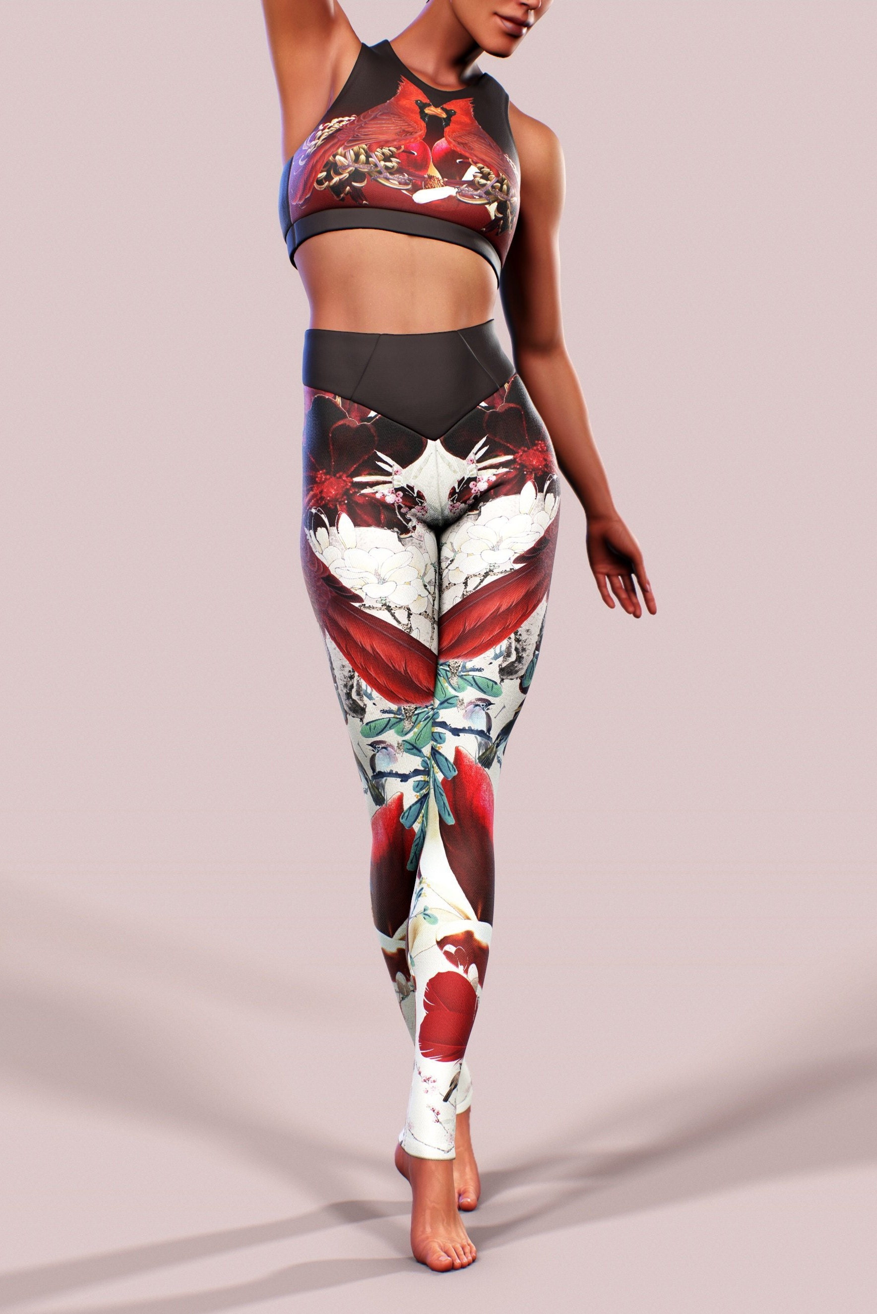 Fire Bird Leggings Feather Printed Yoga 