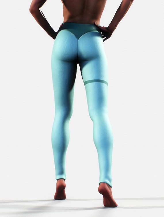 Shaping Light Blue Leggings Booty Sculpting Elastic Apparel Gym