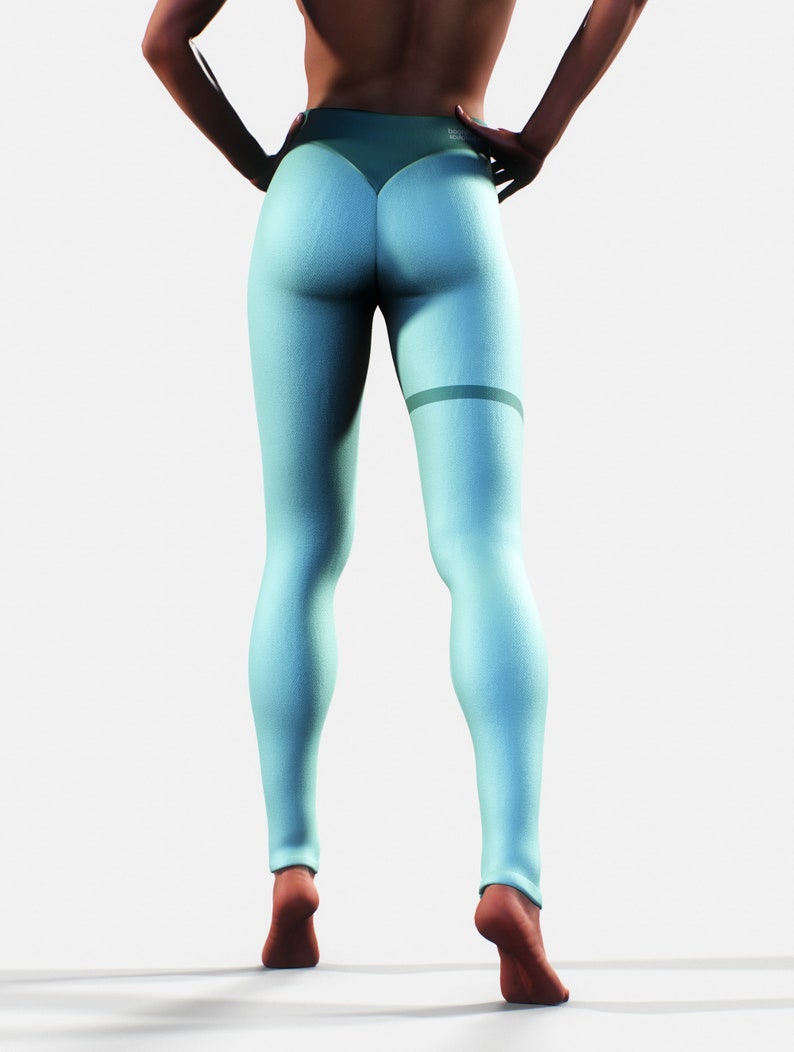 Legging gainant bleu clair Butin sculptant des vêtements élastiques Gym femmes vert Sportswear Fitness Activewear grande taille pantalon de yoga fait main image 7