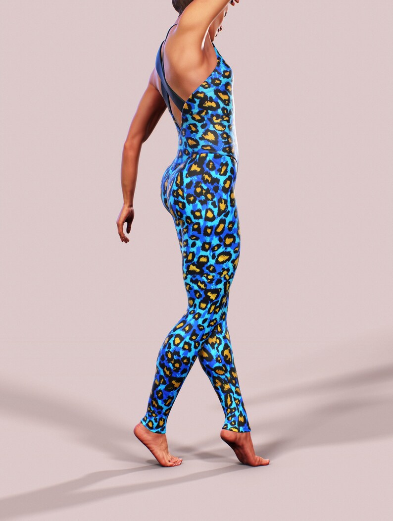blue leopard bodysuit
