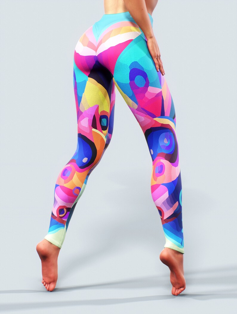 Abstract Art Leggings Women Illusion Activewear Shaping Etsy UK