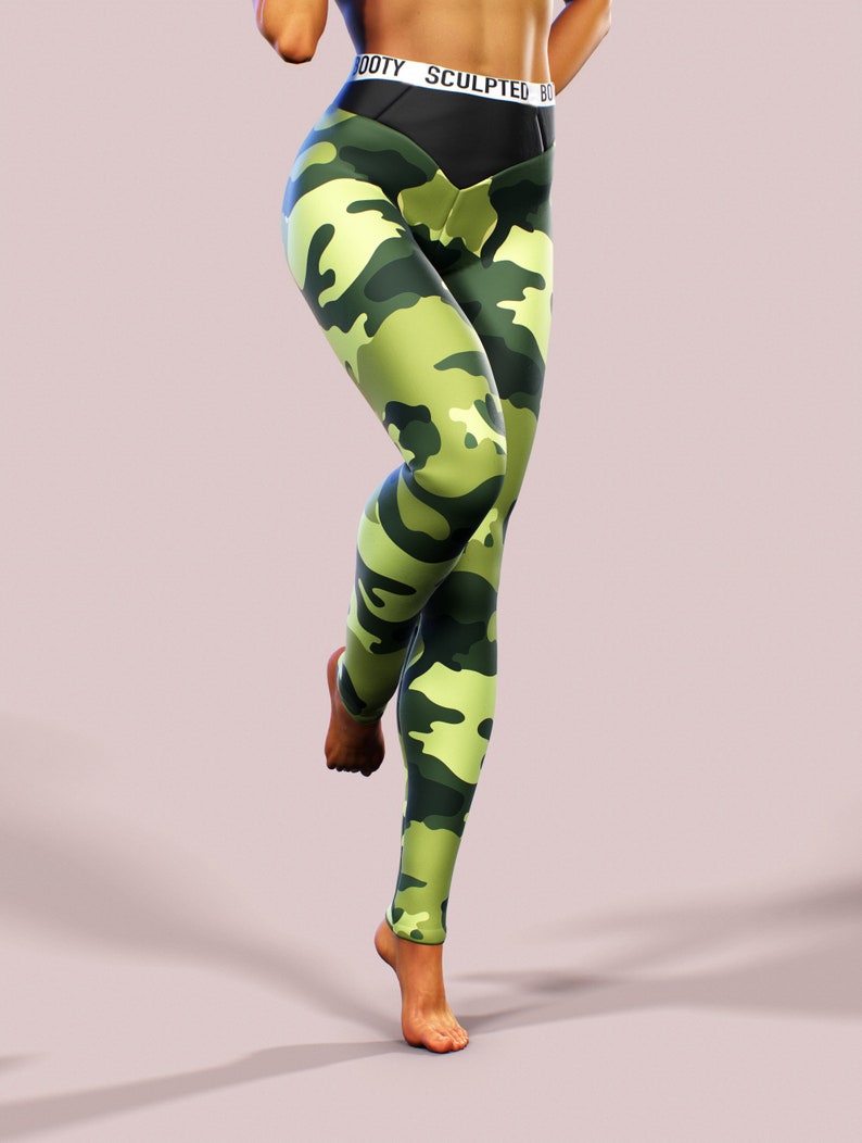 Camo Leggings Band High Waisted Military Green Yoga Pants Pilates Sportswear Woman Street Clothing Gym Apparel Workout Gym Wear Sport Ladies image 10