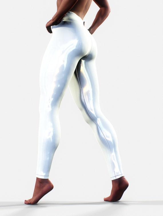 Latex Look White Sexy Leggings BDSM Women Rubber Streetwear Wet Look  Clothing Shiny Yoga Pants Elegant Shaping PVC Tights Vinyl Plus Size -   Sweden