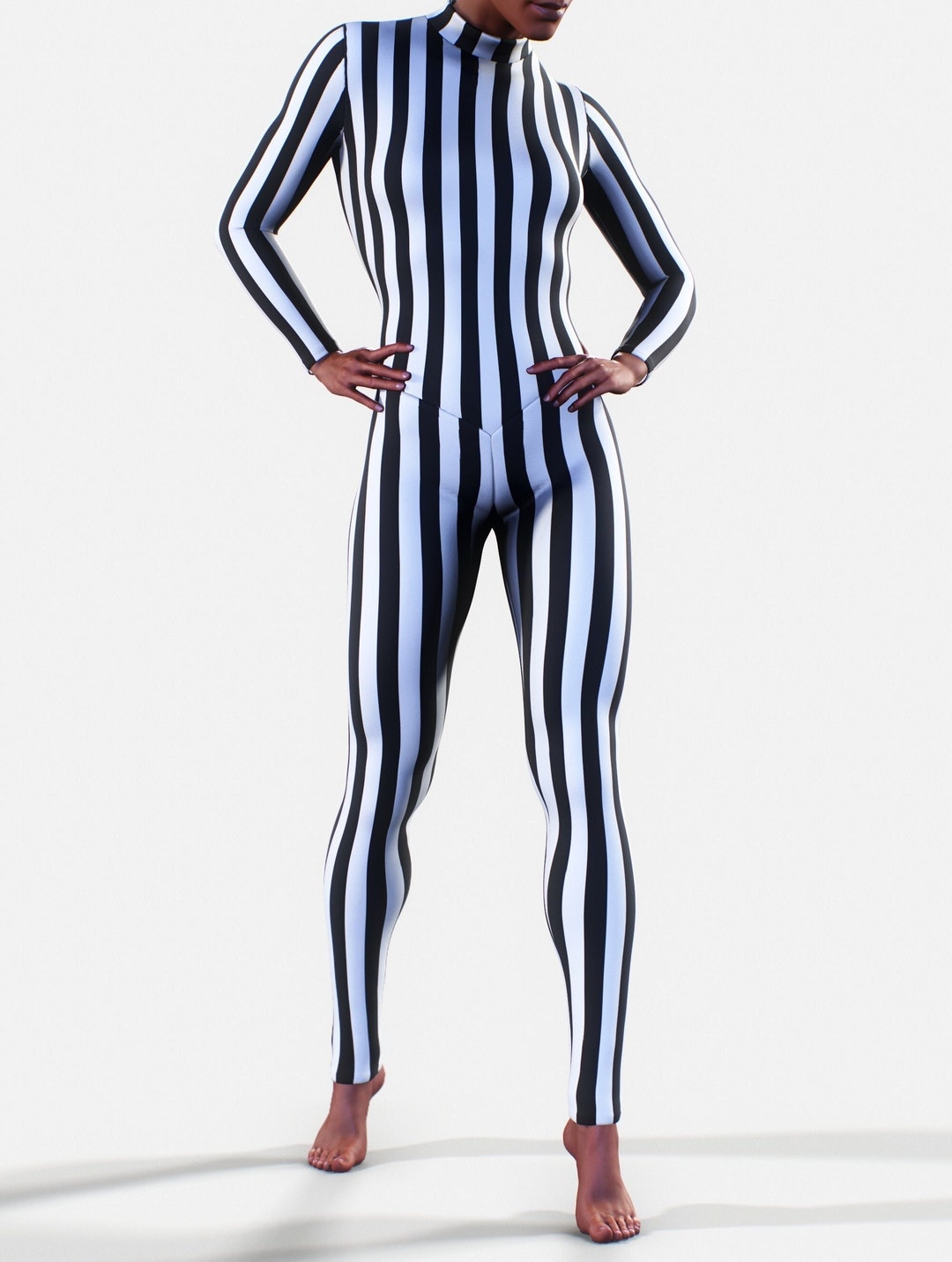 Beetlejuice Stripes Bodysuit Striped Black White Yoga Pants - Etsy