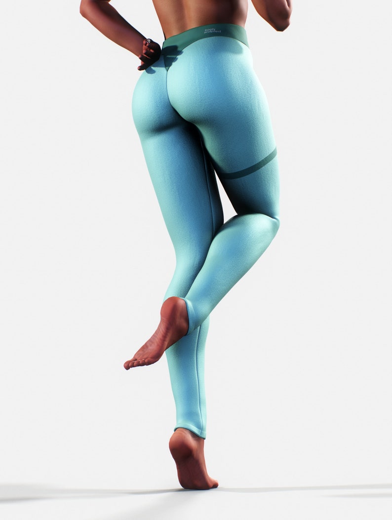 Legging gainant bleu clair Butin sculptant des vêtements élastiques Gym femmes vert Sportswear Fitness Activewear grande taille pantalon de yoga fait main image 2