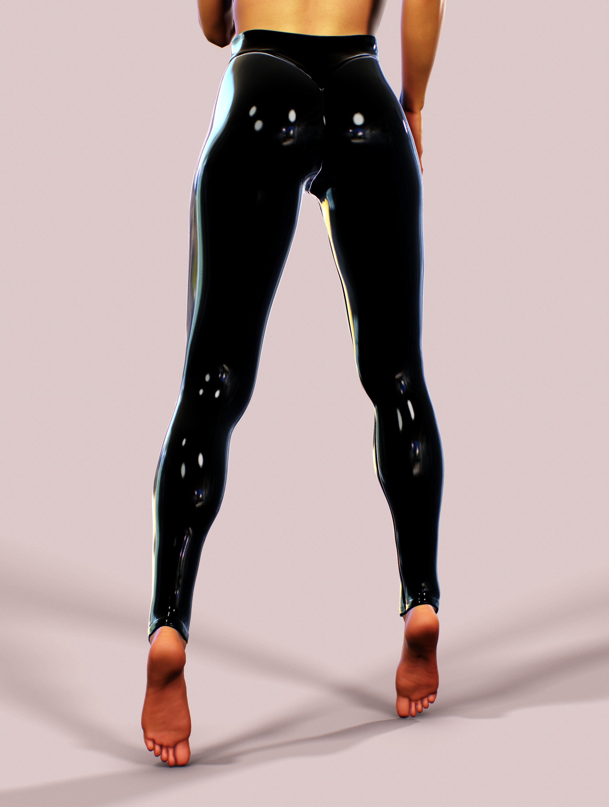Latex Look Rubber Leggings BDSM Women 