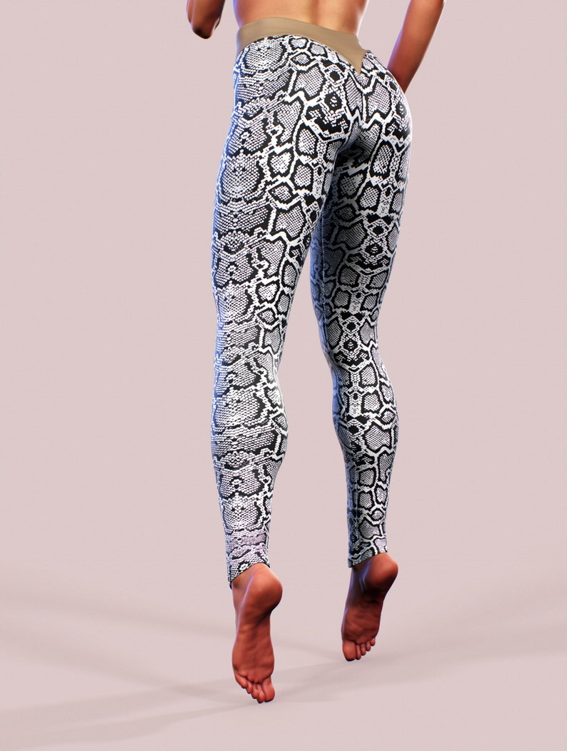 White Python Leggings Snake Skin Animal Print Body Shaping