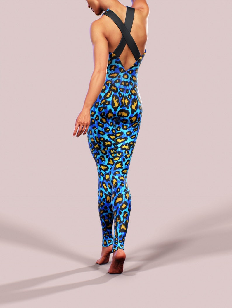 blue leopard bodysuit