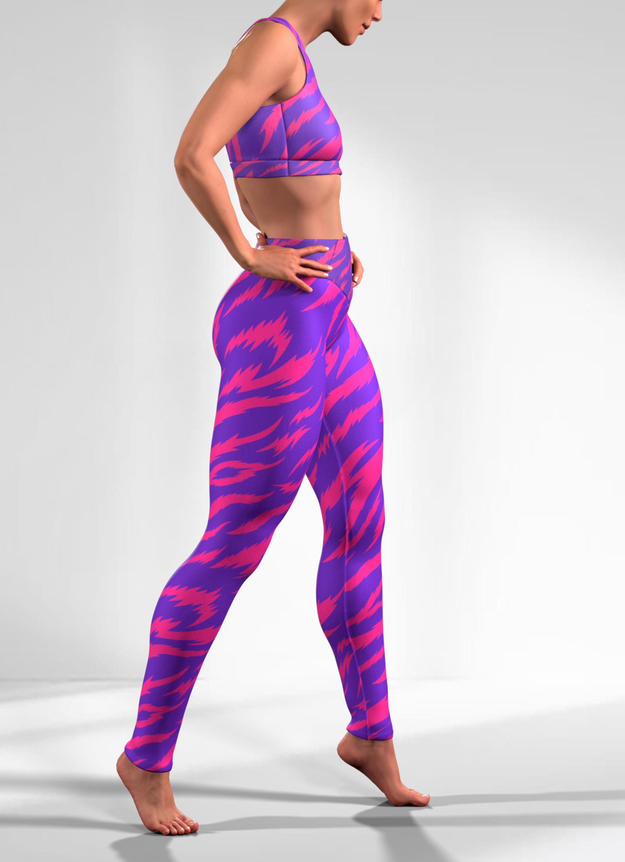 Handmade Animal Print Sports Bra – Purple Pink Tiger Stripes, Racerback ...