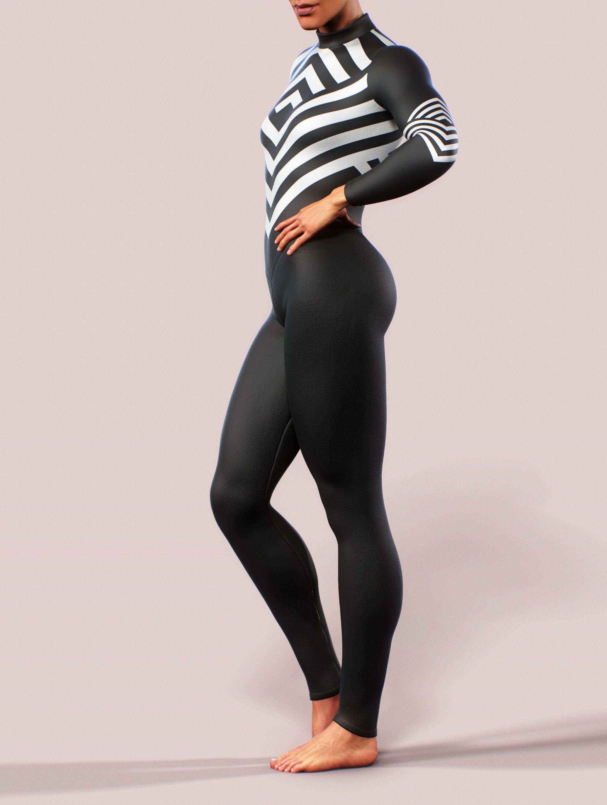 Women's Black Bodysuit Practice Top with Illusion Neckline, Large Flow –  Jeravae
