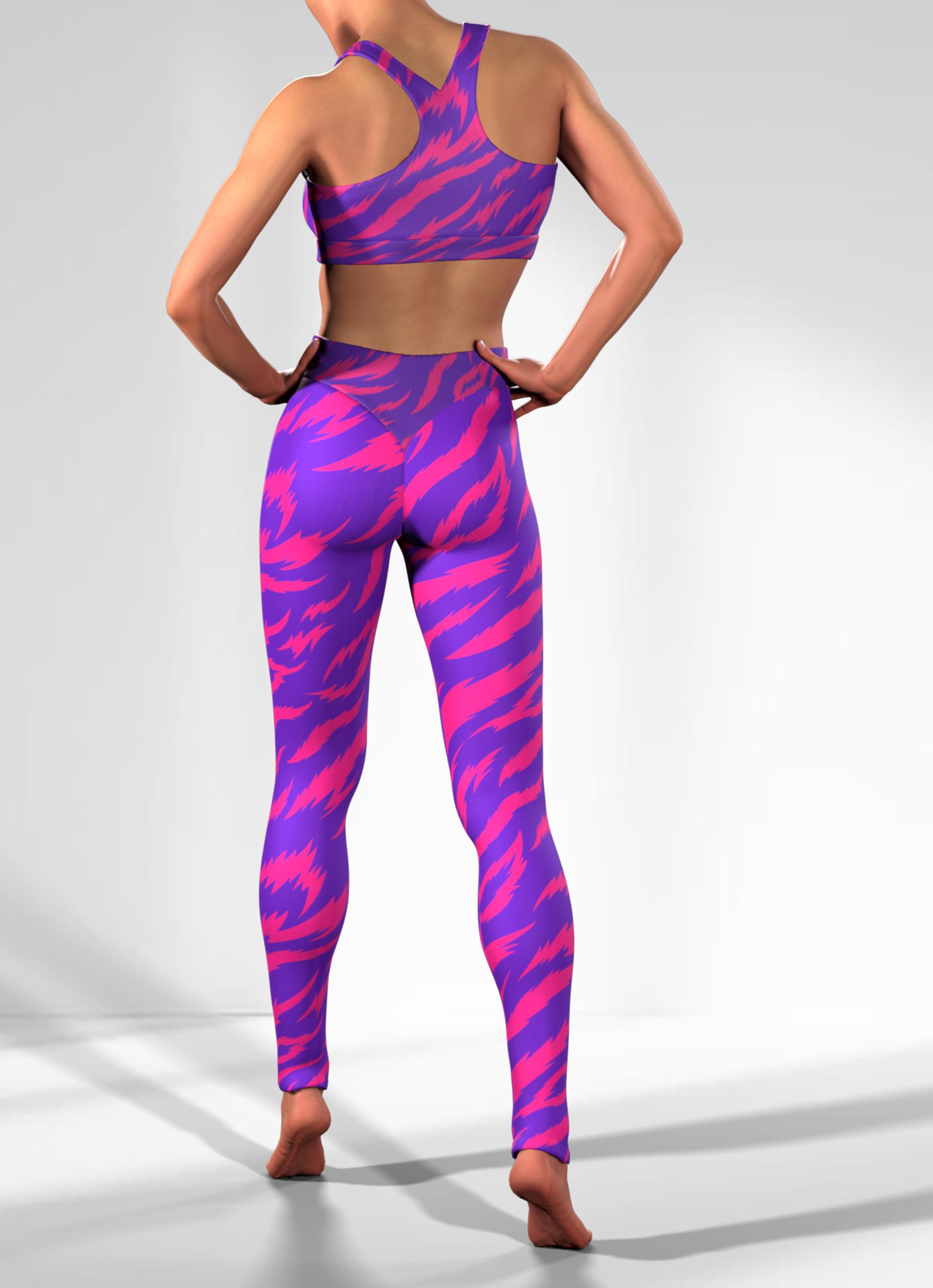 Handmade Animal Print Sports Bra – Purple Pink Tiger Stripes, Racerback ...