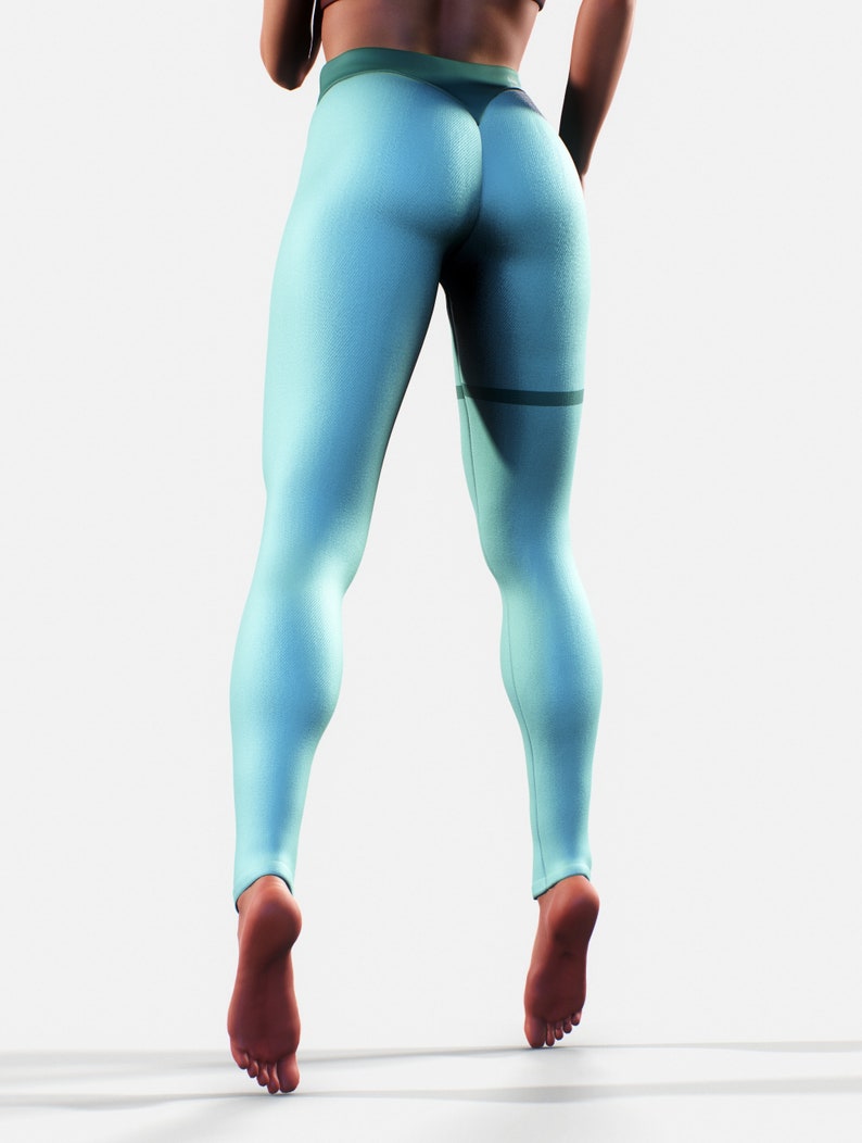 Legging gainant bleu clair Butin sculptant des vêtements élastiques Gym femmes vert Sportswear Fitness Activewear grande taille pantalon de yoga fait main image 1