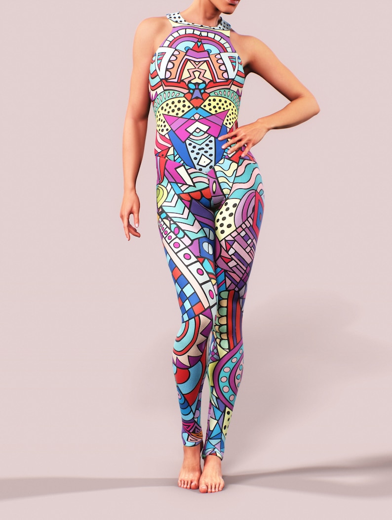 Gym Overall Catsuit Fitness Sexy Colourful Bodysuit Sports Etsy