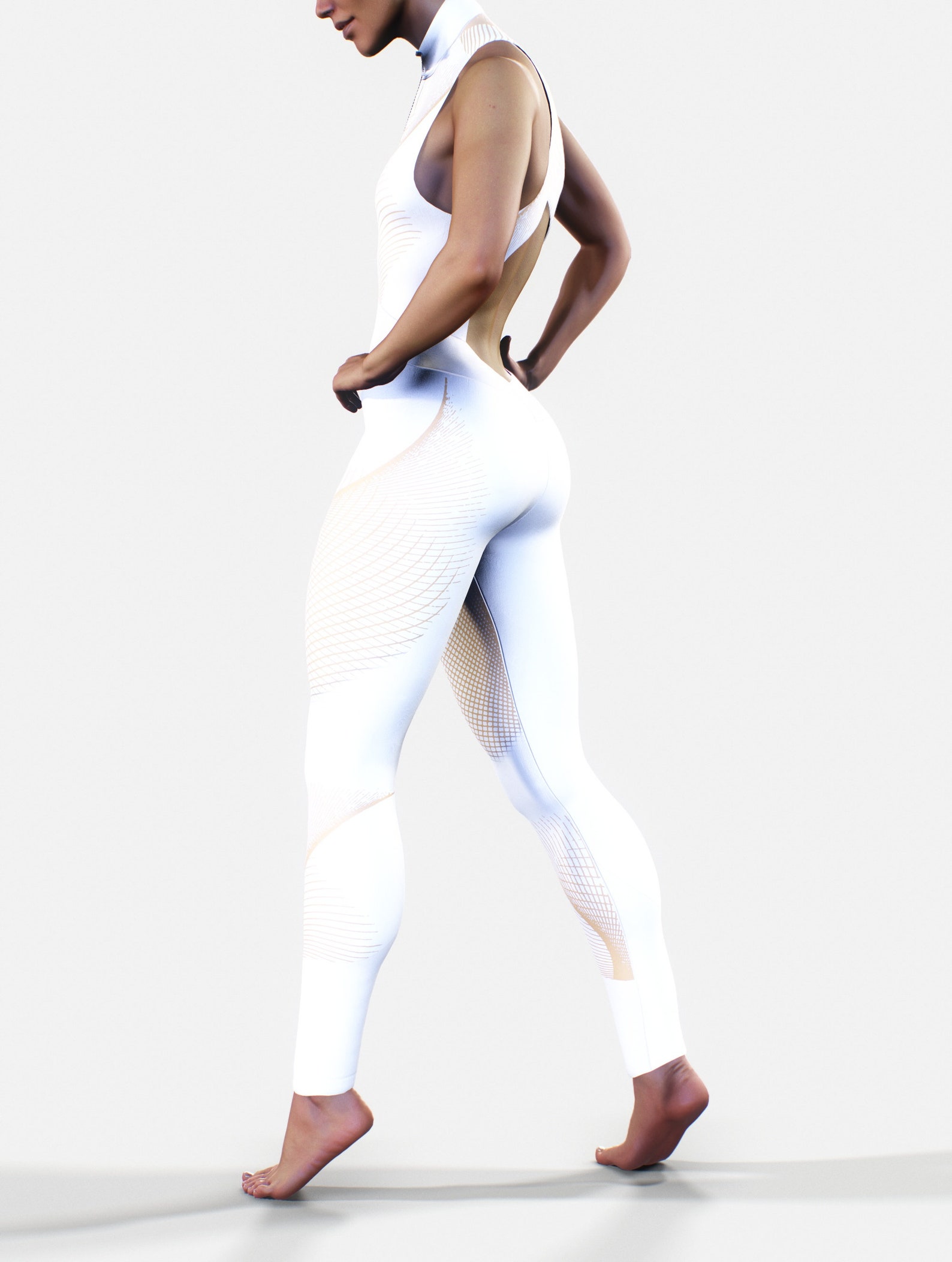 Soft Cream Unitard Women White Beige Bodysuit Openback Etsy