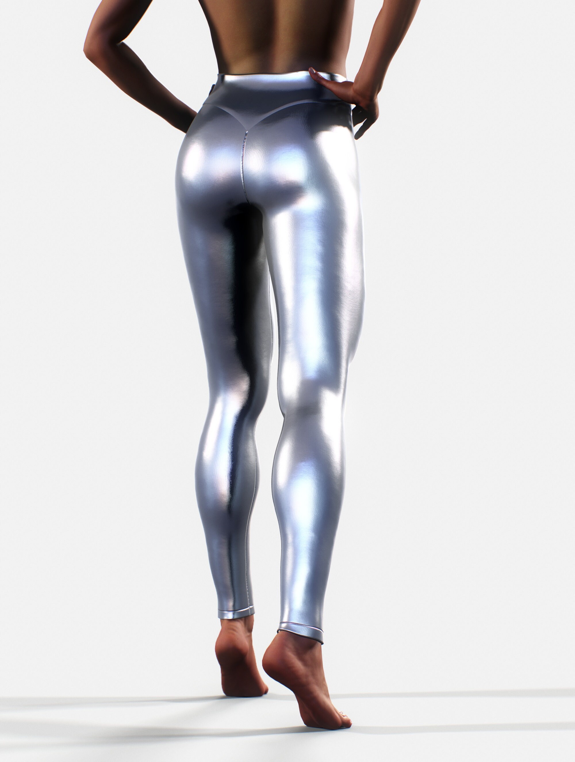 SHEIN SXY Solid Metallic silver Leggings New years eve outfit