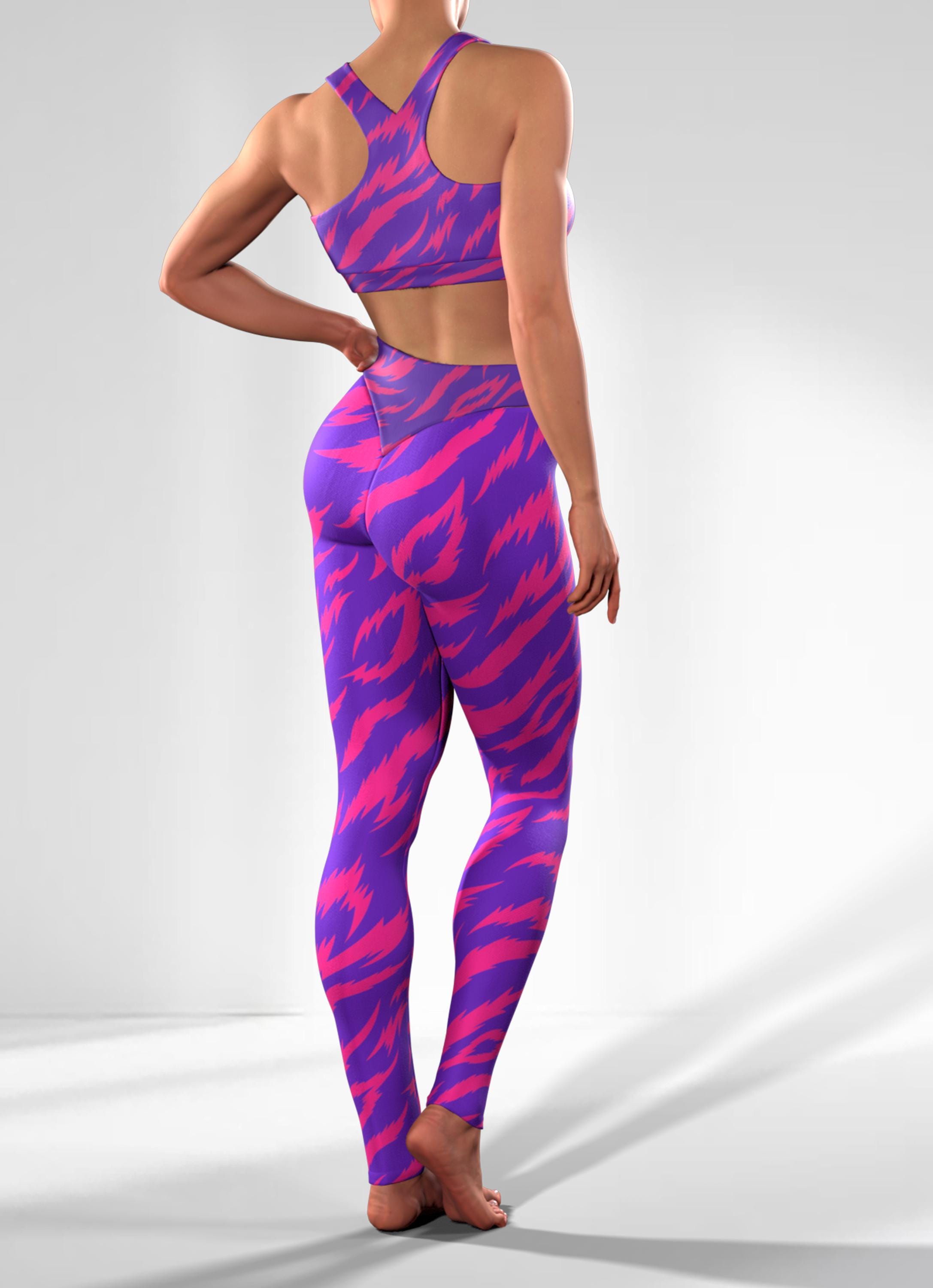 Handmade Animal Print Sports Bra – Purple Pink Tiger Stripes, Racerback ...