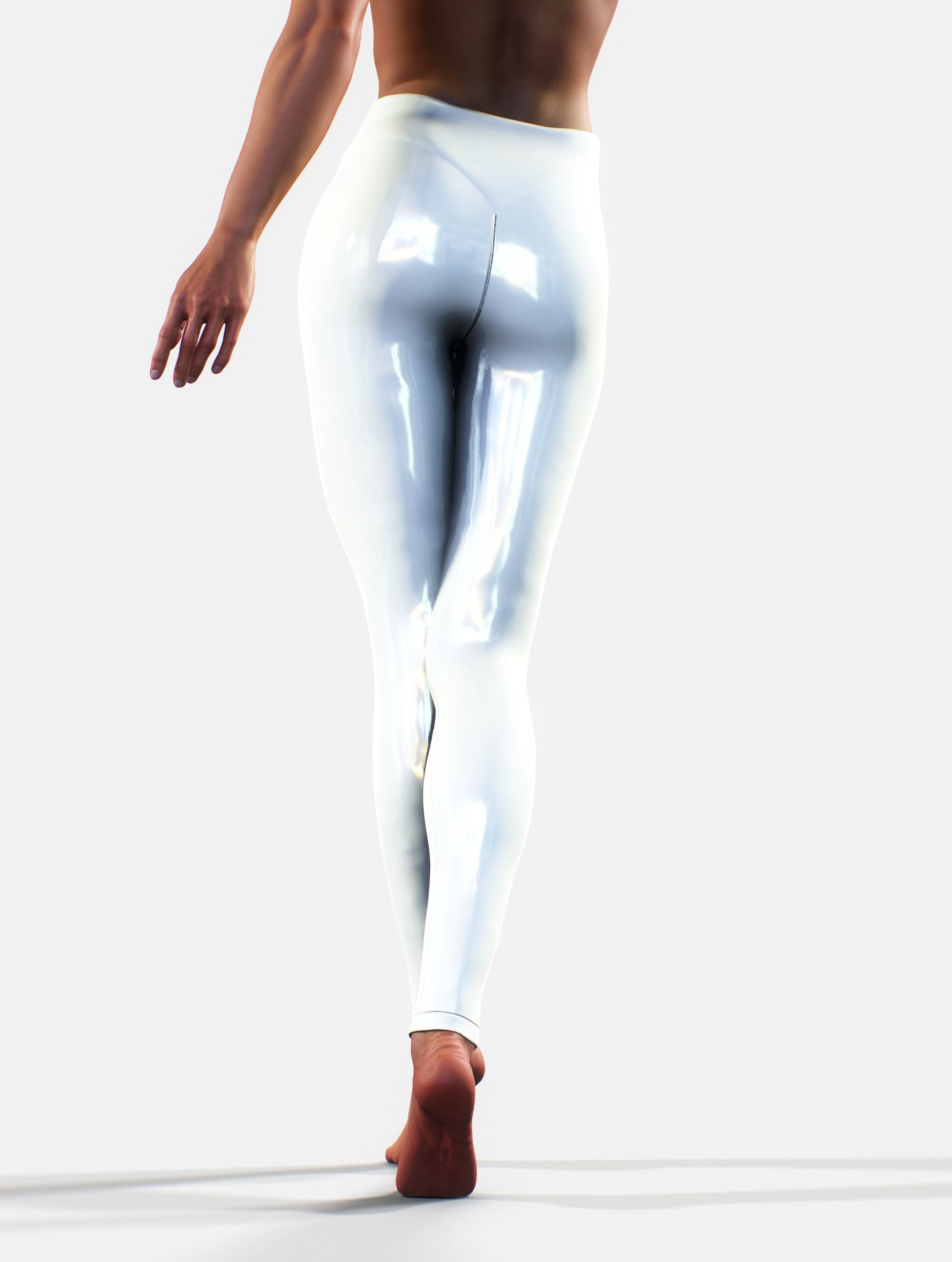 white latex pants