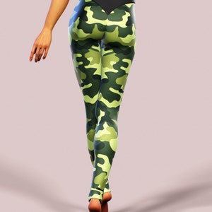 Camo Leggings Band High Waisted Military Green Yoga Pants Pilates Sportswear Woman Street Clothing Gym Apparel Workout Gym Wear Sport Ladies image 6