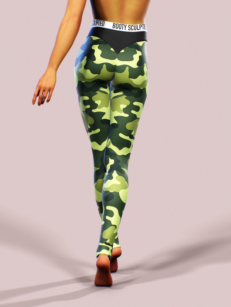 Camo Leggings Band High Waisted Military Green Yoga Pants Pilates Sportswear Woman Street Clothing Gym Apparel Workout Gym Wear Sport Ladies image 6