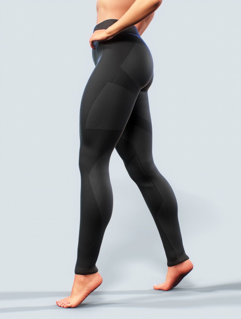 Black Shaping Leggings High Waisted Slimming Effect Booty | Etsy
