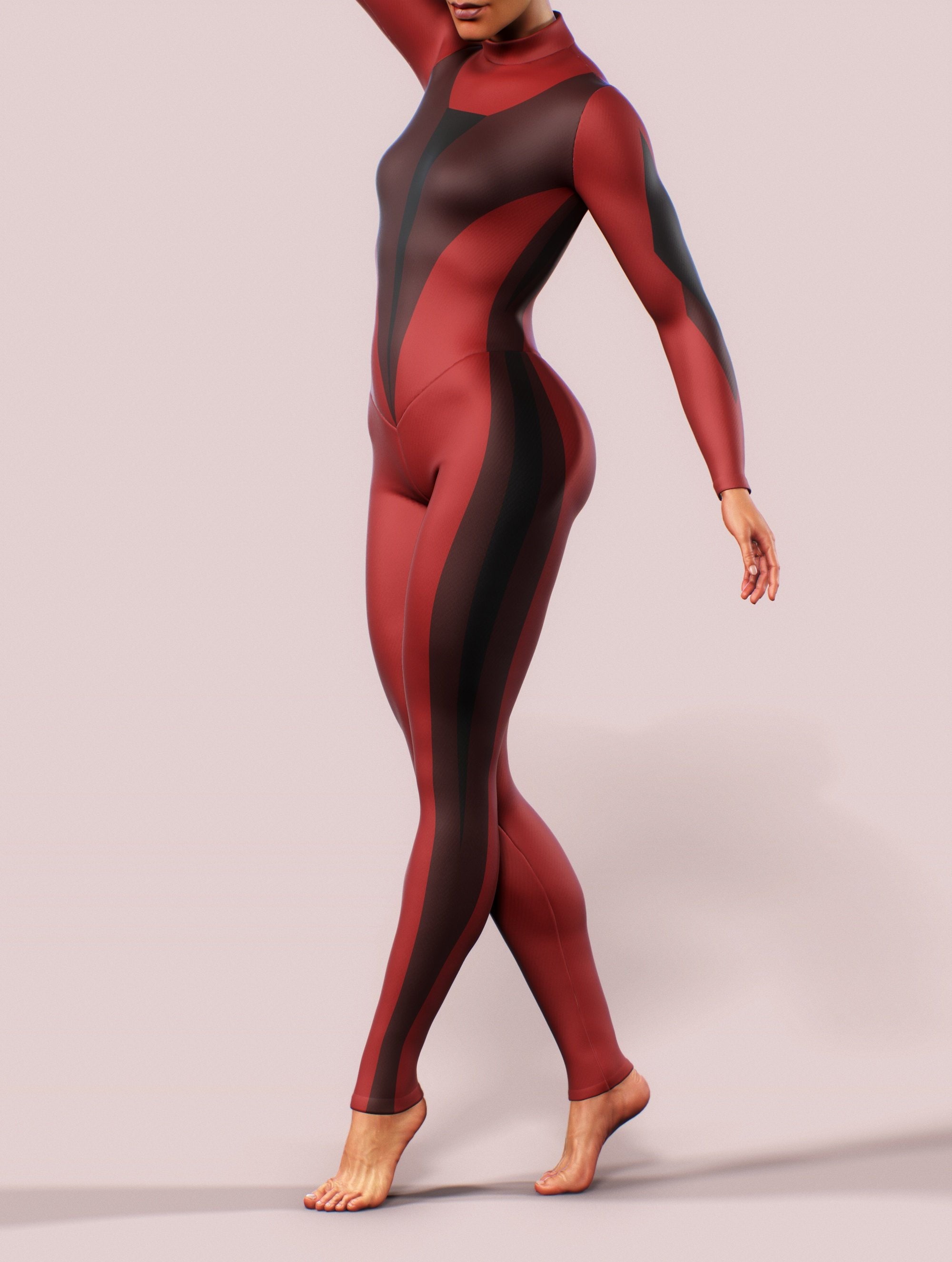 Red Workout Jumpsuit Gym Training Body Suit Solid Printed Etsy