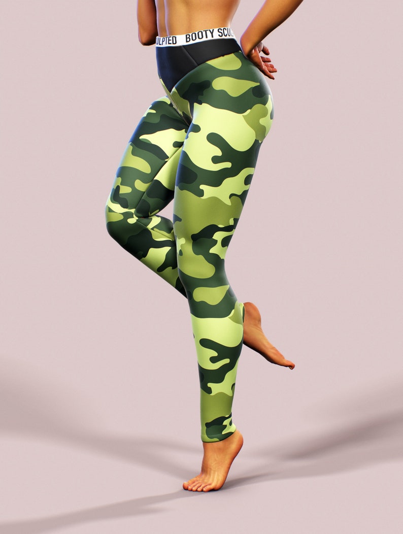 Camo Leggings Band High Waisted Military Green Yoga Pants Pilates Sportswear Woman Street Clothing Gym Apparel Workout Gym Wear Sport Ladies image 7