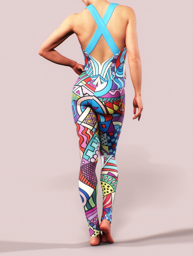 Gym Overall Catsuit Fitness Sexy Colourful Bodysuit Sports Etsy