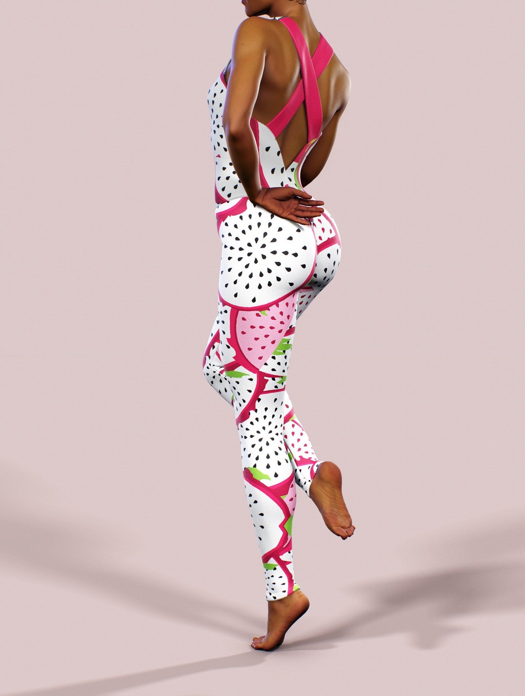Passion Fruit Jumpsuit Workout Bodysuit Tropic Pattern Hot Printed ...
