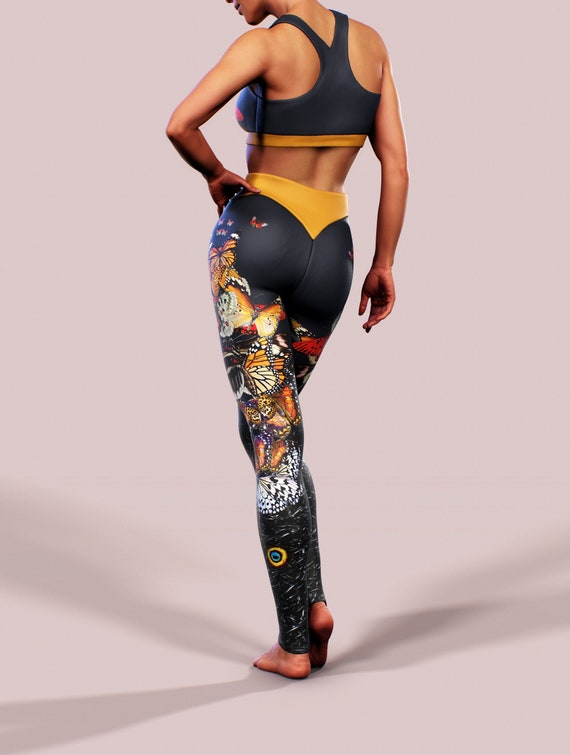 Buy Butterfly Leggings Orange Black Printed Animal Butterflies Yoga Pant  Shaping Sportswear Women Activewear Workout Gym Apparel Abstract Online in  India 