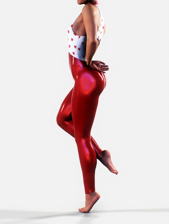Valentines Heart Bodysuit Red White Printed Playsuit Activewear Gym Leggings  Metallic Shiny Sparkling Sportswear Women Gift Apparel Unitard -   Australia