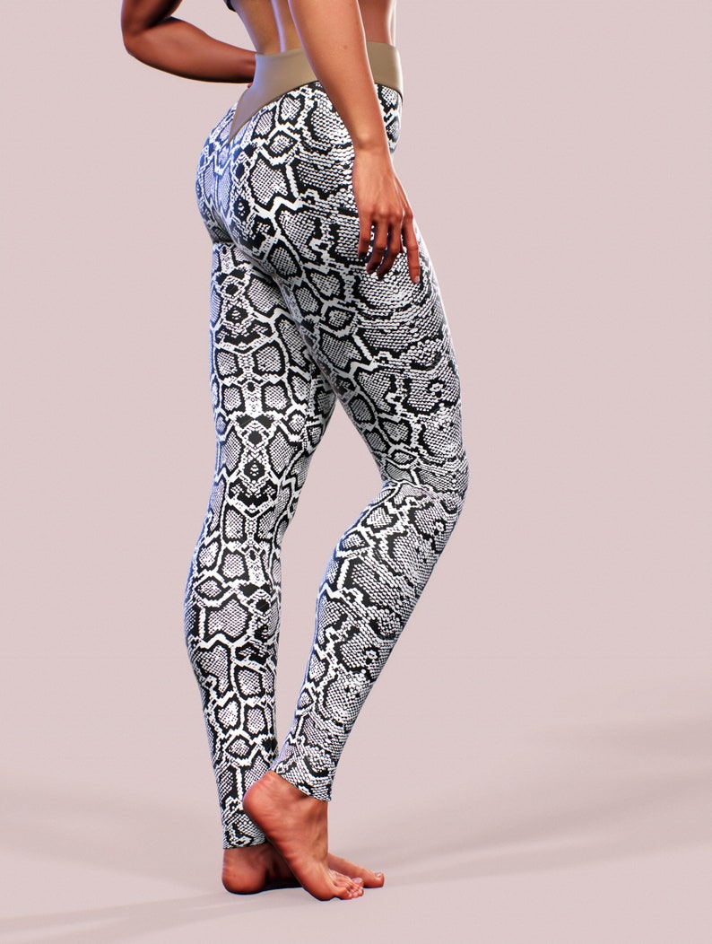 6 Day White Leopard Print Workout Leggings for Push Pull Legs