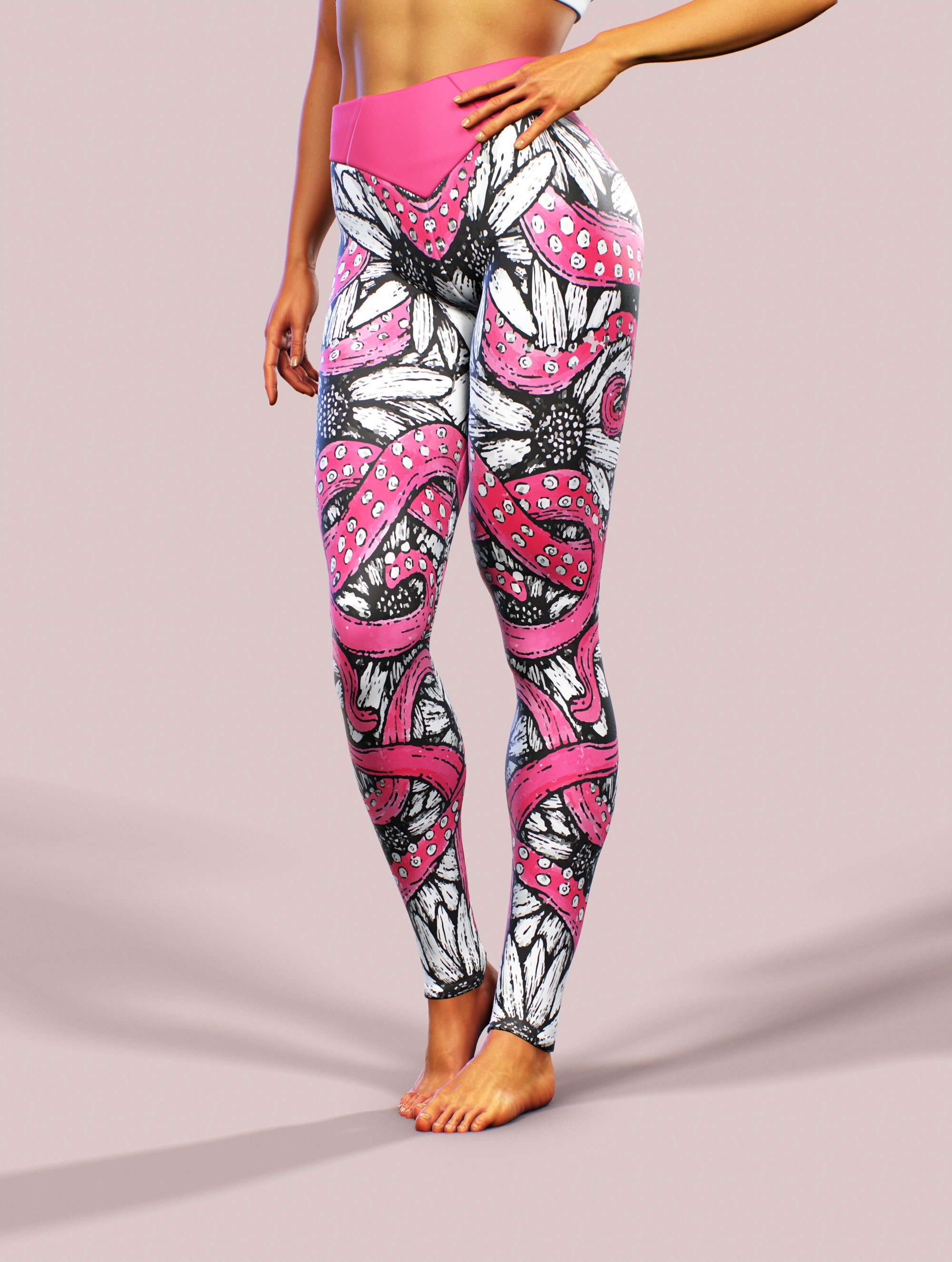 Octopus \u0026 Daisies Printed Leggings Hand 