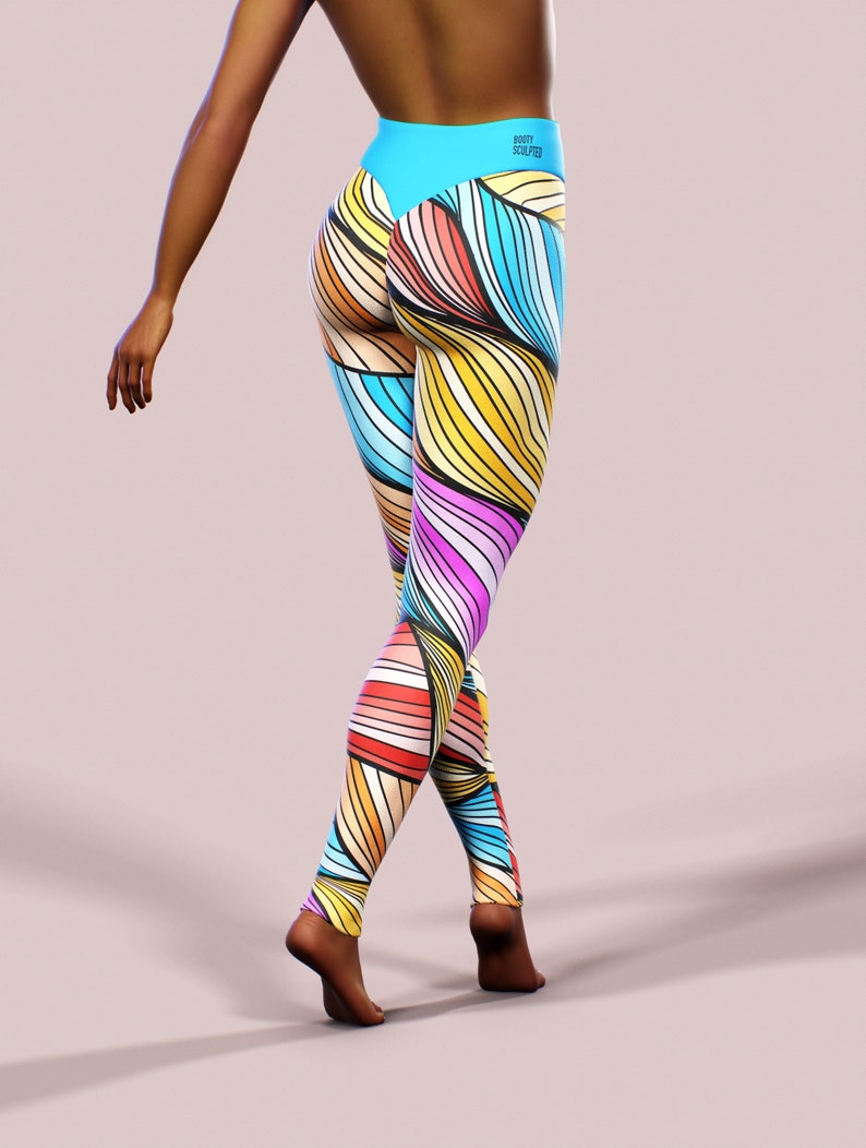 African Boho Chic Leggings Wave Abstract Colourful Printed | Etsy
