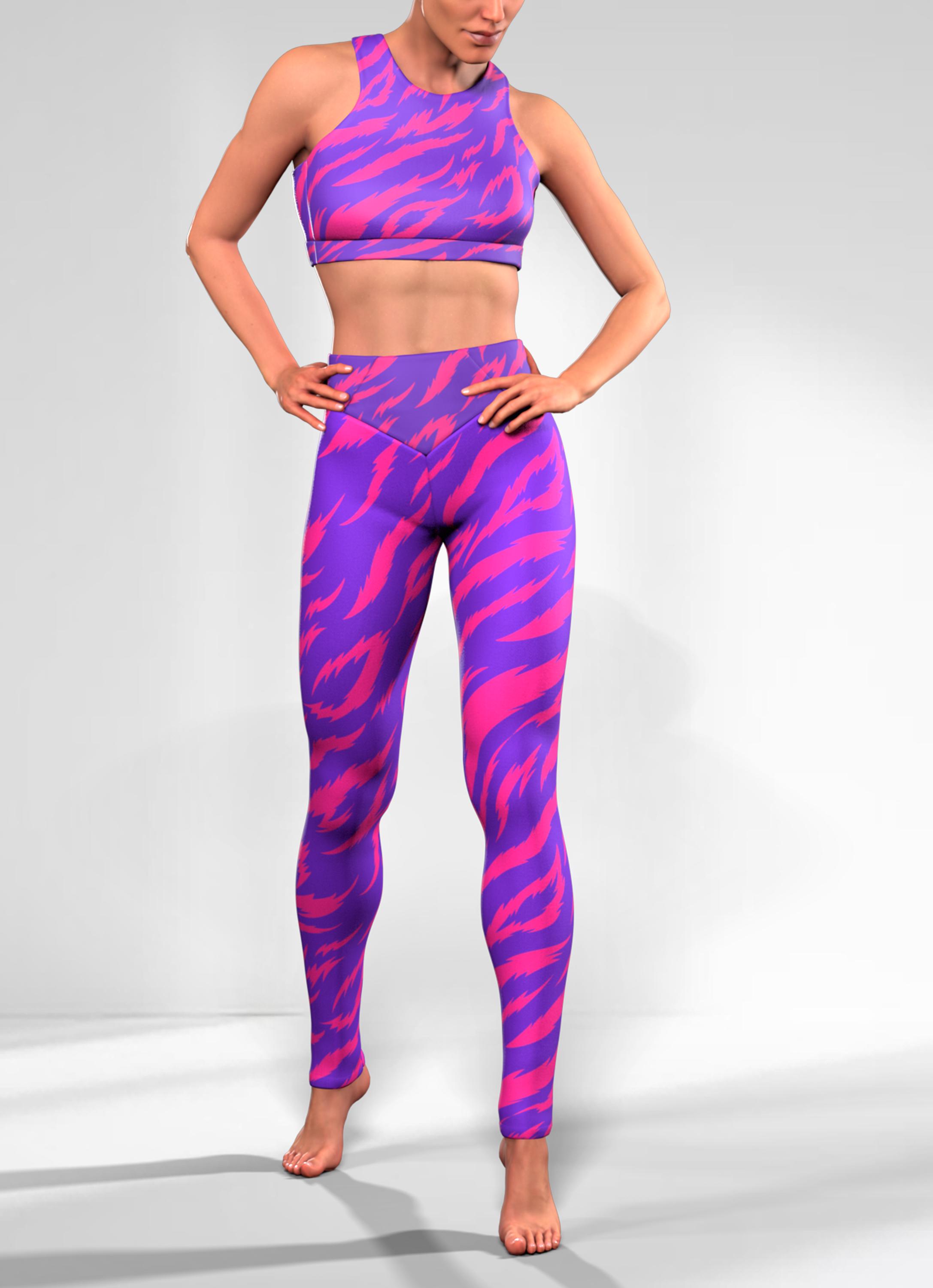 Handmade Animal Print Sports Bra – Purple Pink Tiger Stripes, Racerback ...