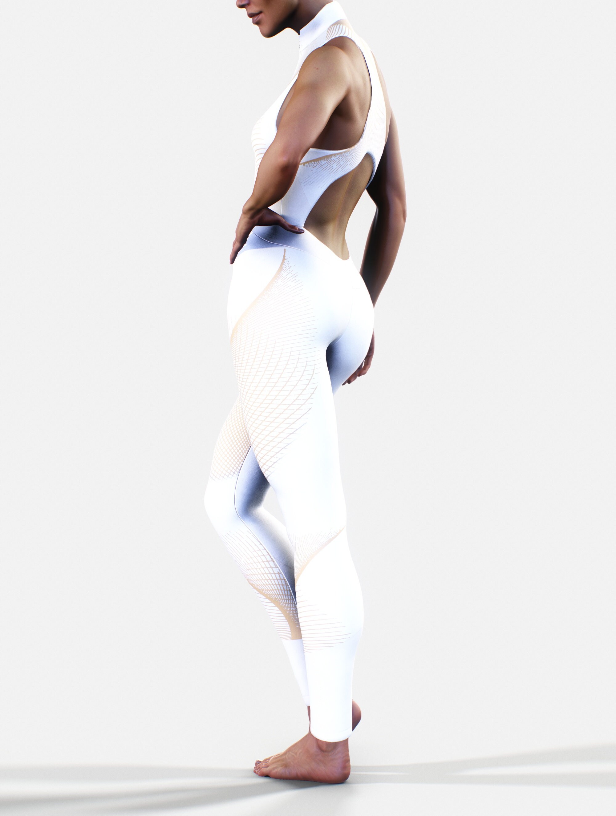 Soft Cream Unitard Women White Beige Bodysuit Openback Etsy