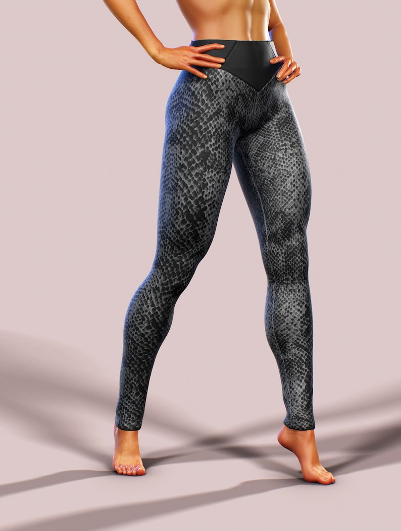 Black Snake Skin High Waist Leggings