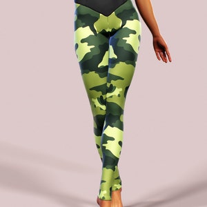 Camo Leggings Band High Waisted Military Green Yoga Pants Pilates Sportswear Woman Street Clothing Gym Apparel Workout Gym Wear Sport Ladies image 5