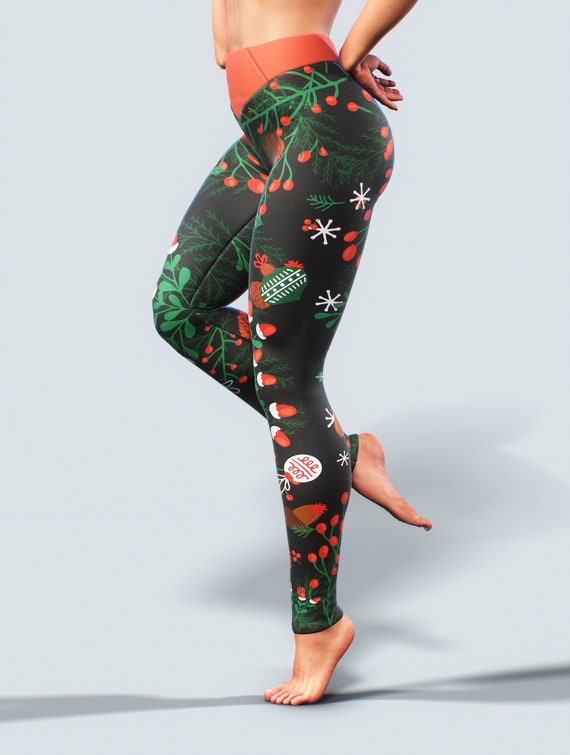 2020 Christmas Collection Leggings Workout Apparel Red Mistletoe