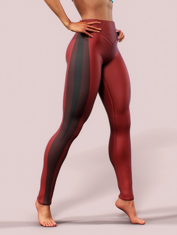 Red Push-up Printed Leggings Shaping Pattern Activewear Ladies