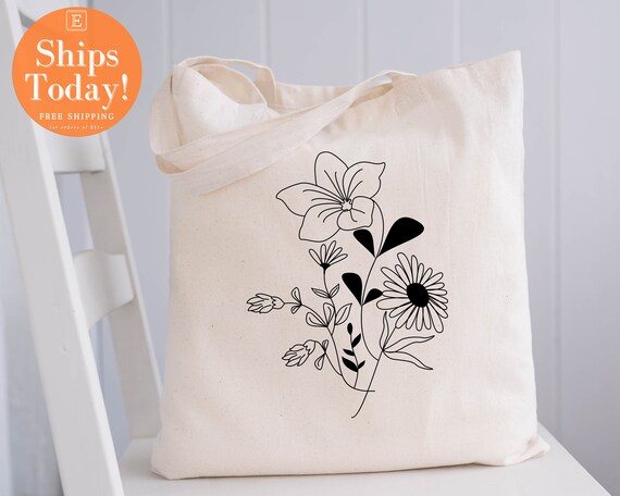 Flower tote bag tote bag floral totee aesthetic bag market