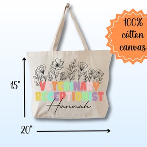 Veterinary Receptionist Tote bag, Veterinary Receptionist gift, Vet Receptionist appreciation,Personalized Gift for Veterinary Receptionist image 3