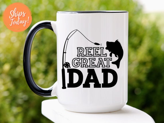 Reel Cool Dad Mug, Fishing Fathers Day Coffee Mugs, Funny Gifts for  Fisherman Dads, Gifts, Tumbler Travel Mug Beer Can Holder Cooler 
